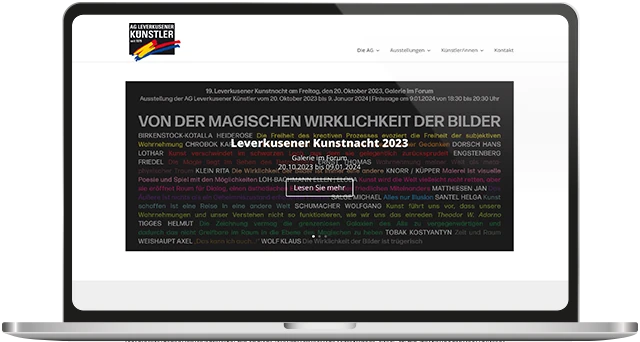 Webseite für die AG Leverkusner Künstler - WordPress Webseite Webdesign aus Leverkusen