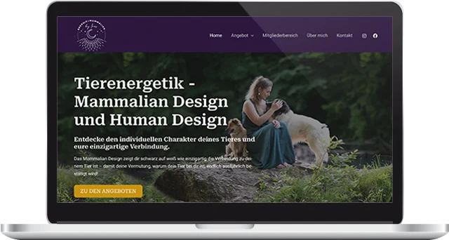 Webdesign Webseite Homepage für Mammalian Design und Tierenergetik Ines Winkelbauer